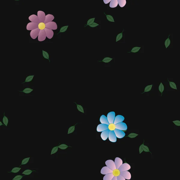 Composition Design Avec Fleurs Simples Feuilles Vertes Illustration Vectorielle — Image vectorielle