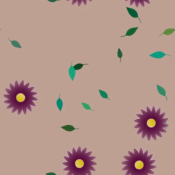 Fleurs Aux Feuilles Vertes Composition Libre Illustration Vectorielle — Image vectorielle