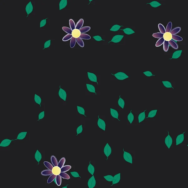 Hermosa Composición Con Flores Colores Simples Hojas Verdes Fondo Ilustración — Vector de stock