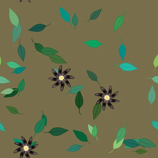 Utforming Med Enkle Blomster Grønne Blader Vektorillustrasjon – stockvektor