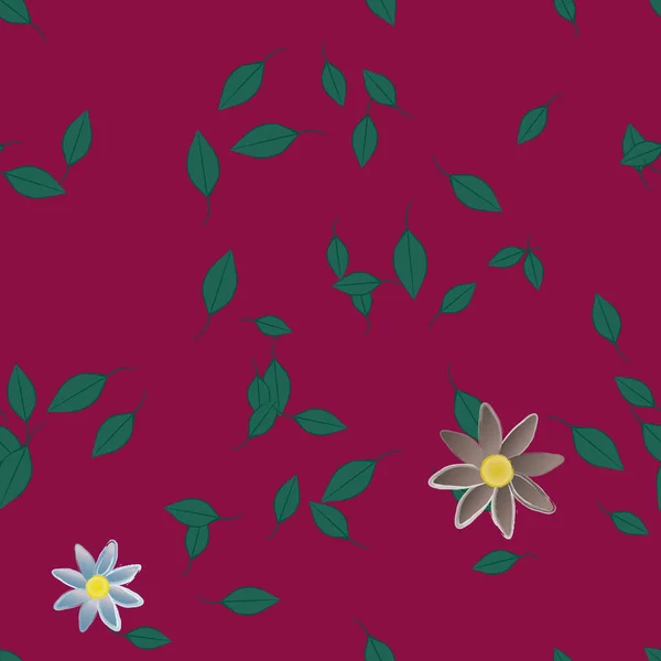色鮮やかな花や緑の葉を持つベクトルテンプレート — ストックベクタ