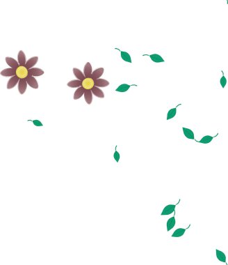 Basit renkli çiçekler ve yeşil yapraklı vektör şablonu