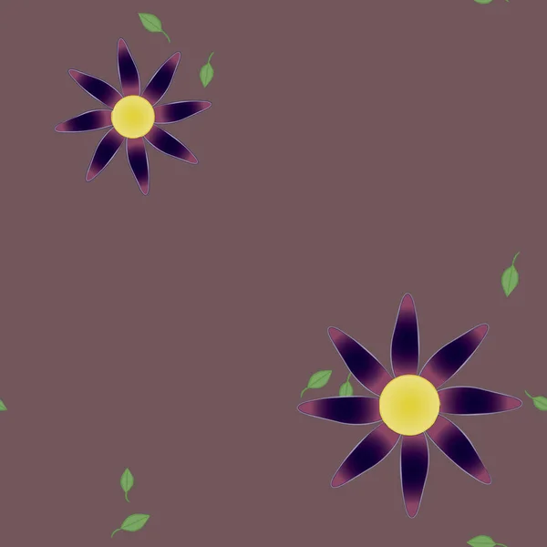 Flores Con Hojas Verdes Composición Libre Ilustración Vectorial — Vector de stock