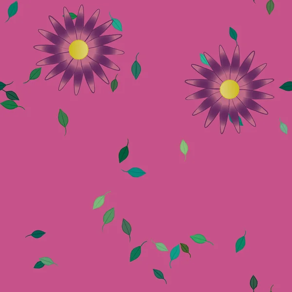 Composition Design Avec Fleurs Simples Feuilles Vertes Illustration Vectorielle — Image vectorielle