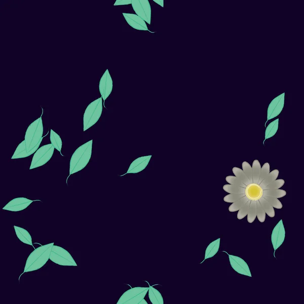 Composition Design Avec Fleurs Simples Feuilles Vertes Illustration Vectorielle — Image vectorielle