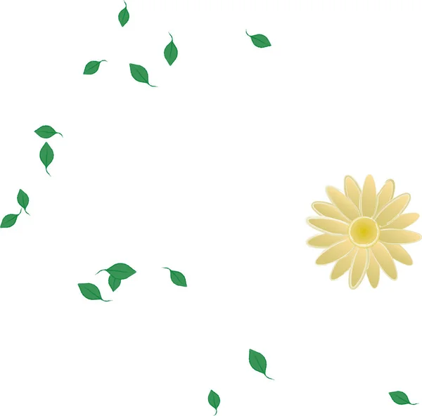 Composición Diseño Con Flores Simples Hojas Verdes Ilustración Vectorial — Vector de stock