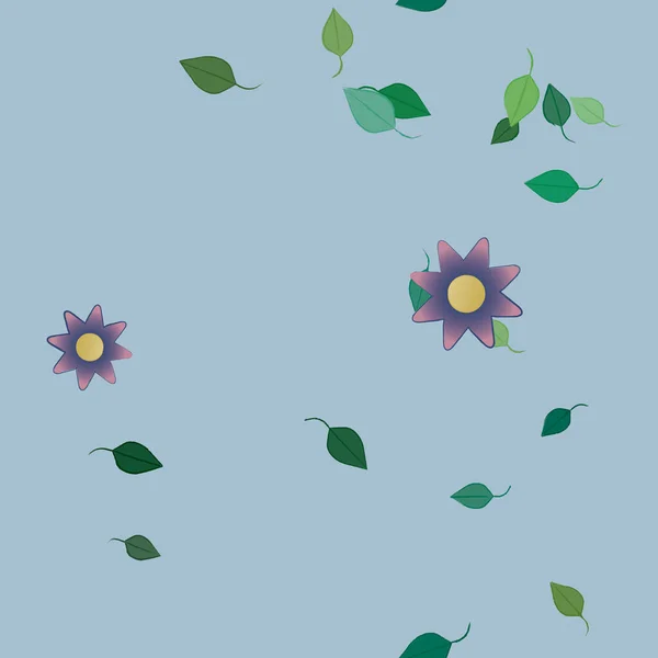 Composition Design Avec Fleurs Simples Feuilles Vertes Illustration Vectorielle — Image vectorielle