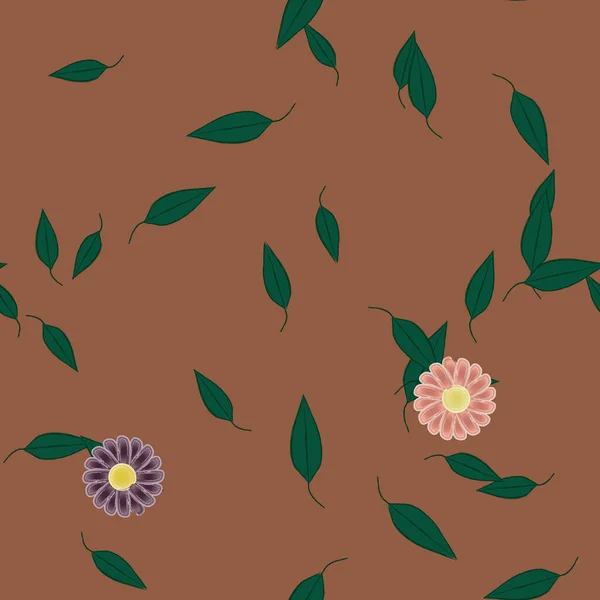 Composition Design Avec Fleurs Simples Feuilles Vertes Illustration Vectorielle — Image vectorielle