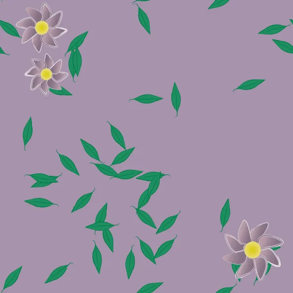 Fleurs Simples Avec Des Feuilles Vertes Composition Libre Illustration Vectorielle — Image vectorielle