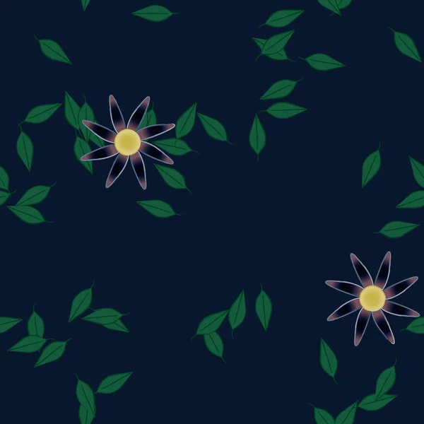 Composición Libre Con Flores Colores Simples Hojas Verdes Para Papel — Vector de stock