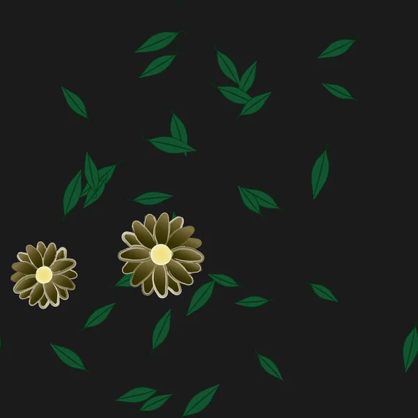 Wolny Kompozycja Prosty Kolorowy Kwiat Zielony Liść Dla Tapeta Wektor — Wektor stockowy