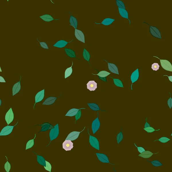 Fleurs Aux Feuilles Vertes Composition Libre Illustration Vectorielle — Image vectorielle