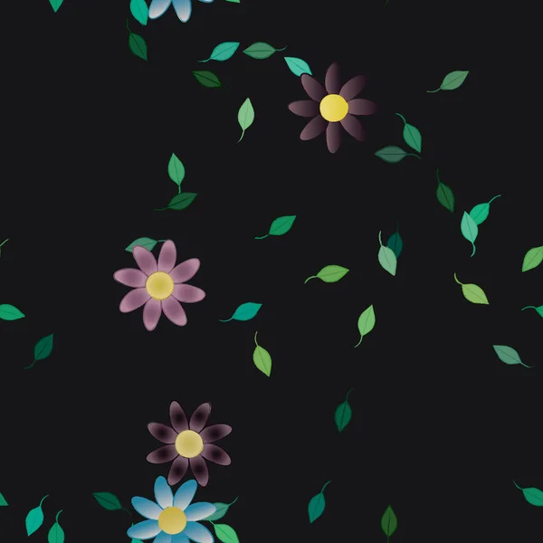 Composición Libre Con Flores Colores Simples Hojas Verdes Para Papel — Vector de stock