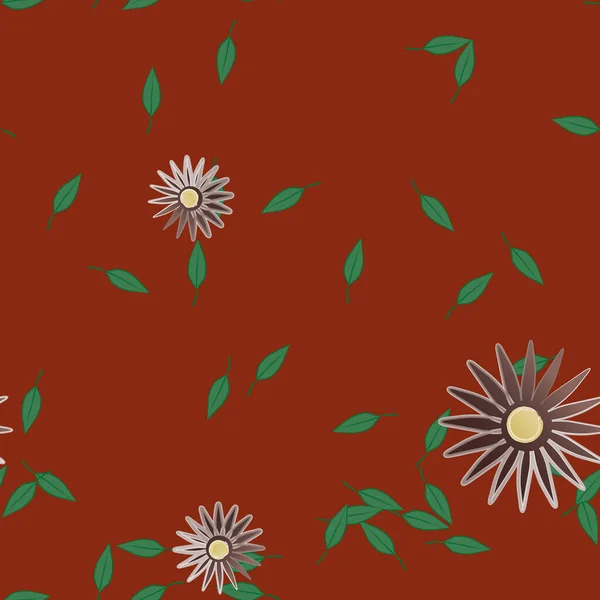 Composición Libre Con Flores Colores Simples Hojas Verdes Para Papel — Vector de stock