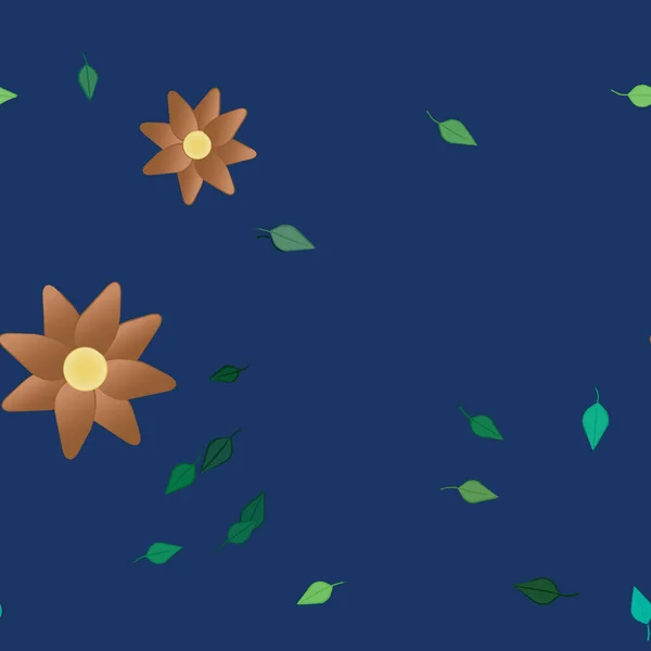 Composition Design Avec Fleurs Simples Feuilles Vertes Illustration Vectorielle — Image vectorielle