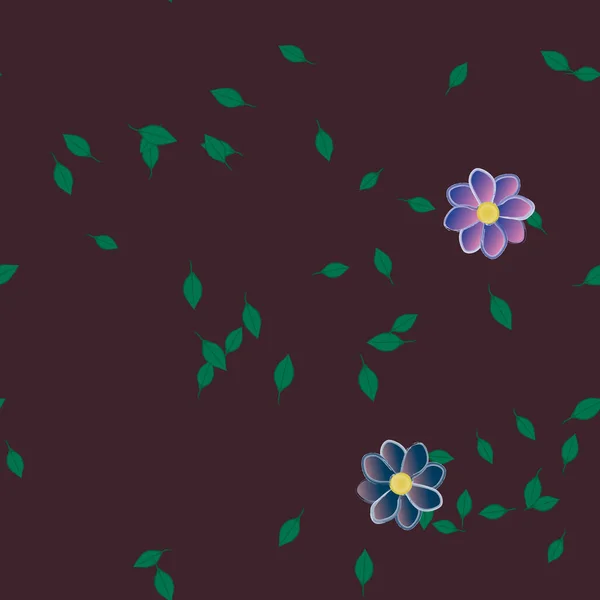 Belle Composition Avec Des Fleurs Colorées Simples Des Feuilles Vertes — Image vectorielle