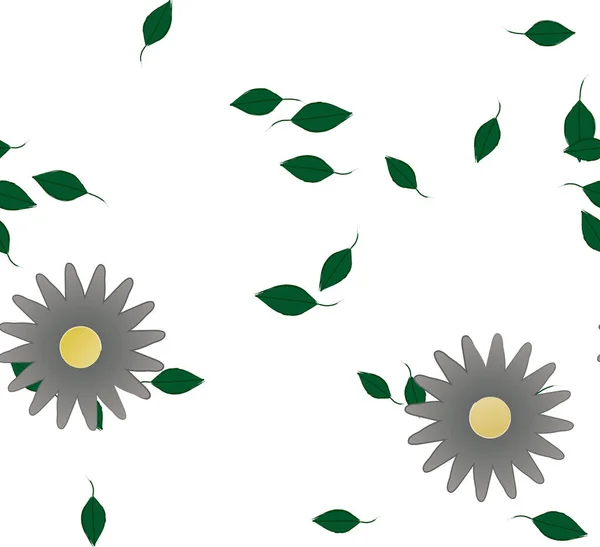 Fleurs Aux Feuilles Vertes Composition Libre Illustration Vectorielle — Image vectorielle