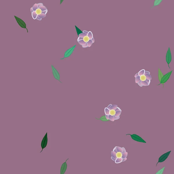 Flores Con Hojas Verdes Composición Libre Ilustración Vectorial — Archivo Imágenes Vectoriales