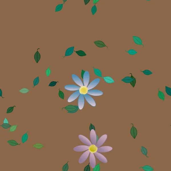 Belle Composition Avec Des Fleurs Colorées Simples Des Feuilles Vertes — Image vectorielle