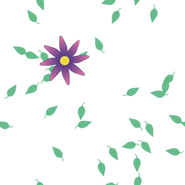 Composição Design Com Flores Simples Folhas Verdes Ilustração Vetorial — Vetor de Stock