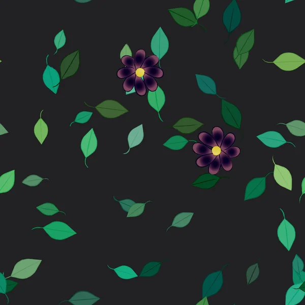 Composition Design Avec Fleurs Simples Feuilles Vertes Illustration Vectorielle — Image vectorielle