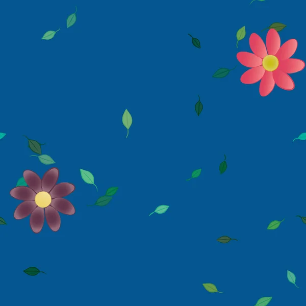 Fleurs Simples Avec Des Feuilles Vertes Composition Libre Illustration Vectorielle — Image vectorielle