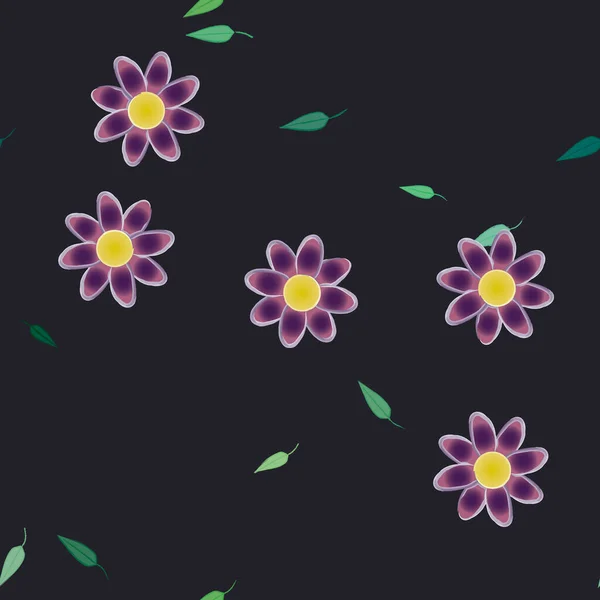Цветы Зелеными Листьями Свободной Композиции Векторная Иллюстрация — стоковый вектор