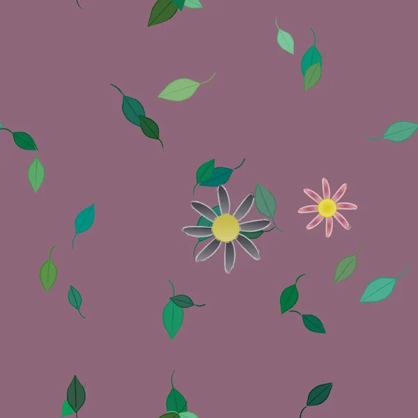 Fleurs Aux Feuilles Vertes Composition Libre Illustration Vectorielle — Image vectorielle