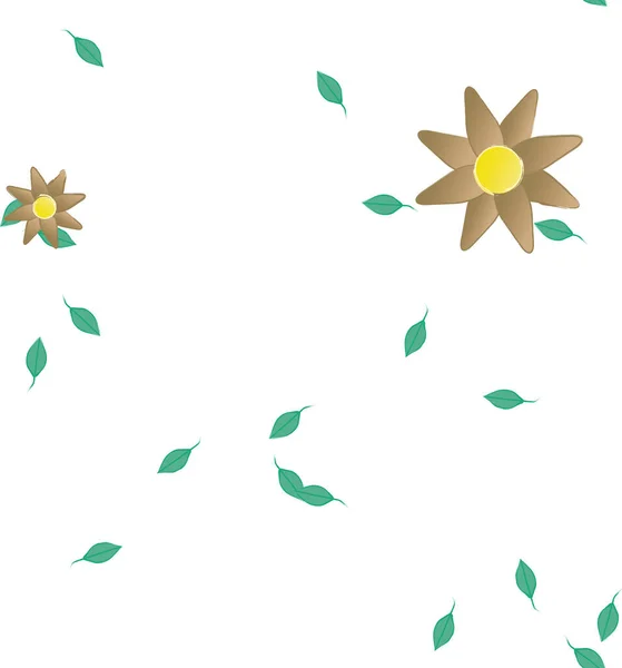 Композиция Простыми Цветами Зелеными Листьями Векторная Иллюстрация — стоковый вектор