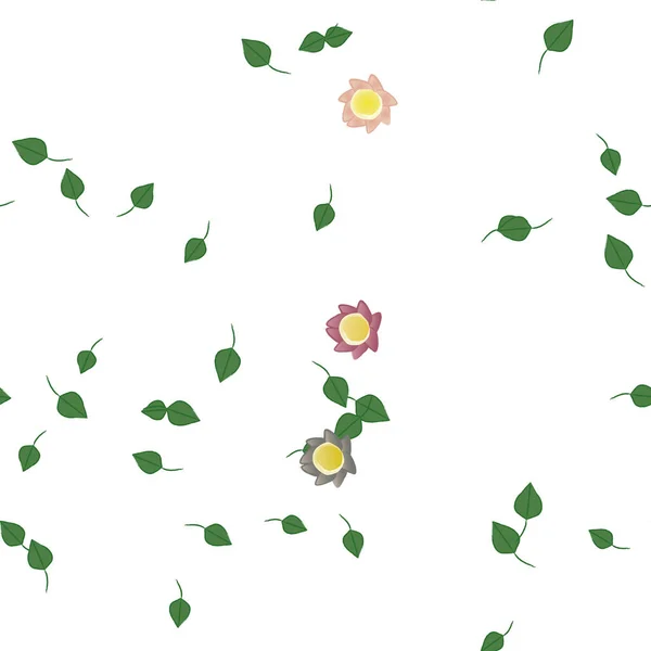 Fleurs Simples Avec Des Feuilles Vertes Composition Libre Illustration Vectorielle — Image vectorielle