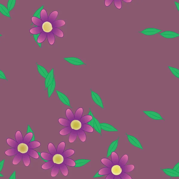 Composition Design Avec Fleurs Simples Feuilles Vertes Illustration Vectorielle — Image vectorielle