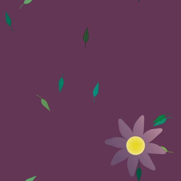 Composition Design Avec Fleurs Simples Feuilles Vertes Illustration Vectorielle — Image vectorielle