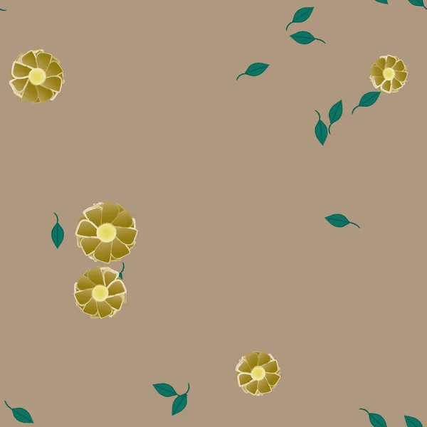 Composition Design Avec Fleurs Simples Feuilles Vertes Illustration Vectorielle — Image vectorielle