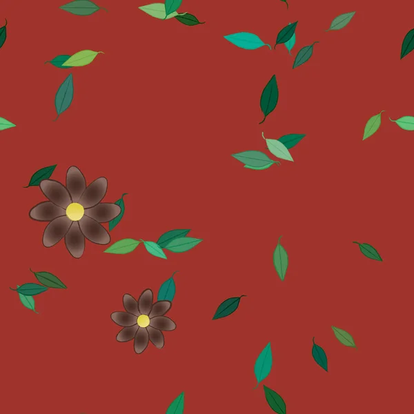 Fleurs Simples Avec Des Feuilles Vertes Composition Libre Illustration Vectorielle — Image vectorielle