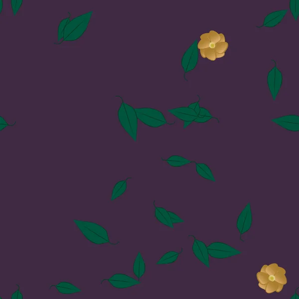 Modèle Vectoriel Avec Des Fleurs Colorées Simples Des Feuilles Vertes — Image vectorielle