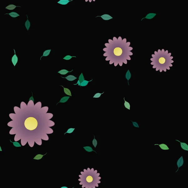 Hermosa Composición Con Flores Colores Simples Hojas Verdes Fondo Ilustración — Vector de stock