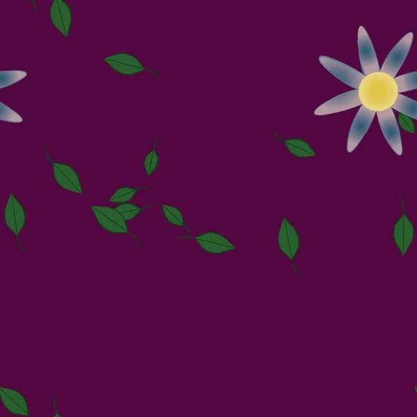 Fleurs Simples Avec Des Feuilles Vertes Composition Libre Illustration Vectorielle — Image vectorielle