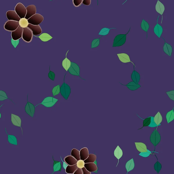 Fleurs Simples Avec Des Feuilles Vertes Composition Libre Illustration Vectorielle — Image vectorielle