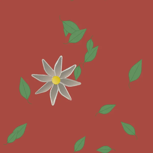 Fleurs Simples Avec Des Feuilles Vertes Composition Libre Illustration Vectorielle — Image vectorielle