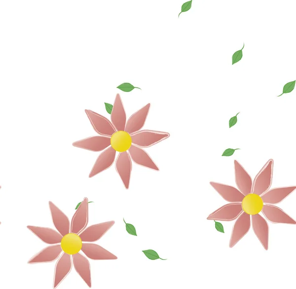色鮮やかな花や緑の葉を持つベクトルテンプレート — ストックベクタ