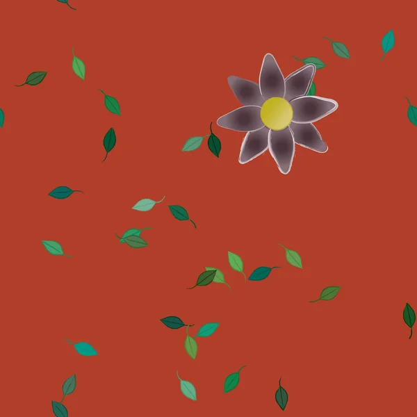 Composición Diseño Con Flores Simples Hojas Verdes Ilustración Vectorial — Archivo Imágenes Vectoriales