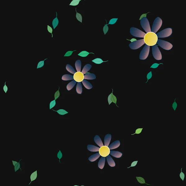 Composición Libre Con Flores Colores Simples Hojas Verdes Para Papel — Vector de stock