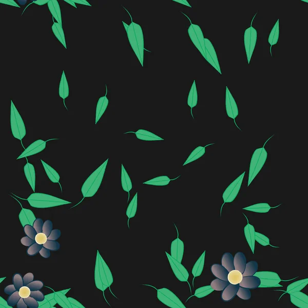 Fleurs Simples Avec Des Feuilles Vertes Composition Libre Illustration Vectorielle — Image vectorielle