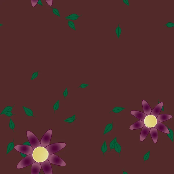 Fleurs Simples Avec Des Feuilles Vertes Composition Libre Illustration Vectorielle — Image vectorielle