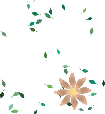 Basit renkli çiçekler ve yeşil yapraklı vektör şablonu