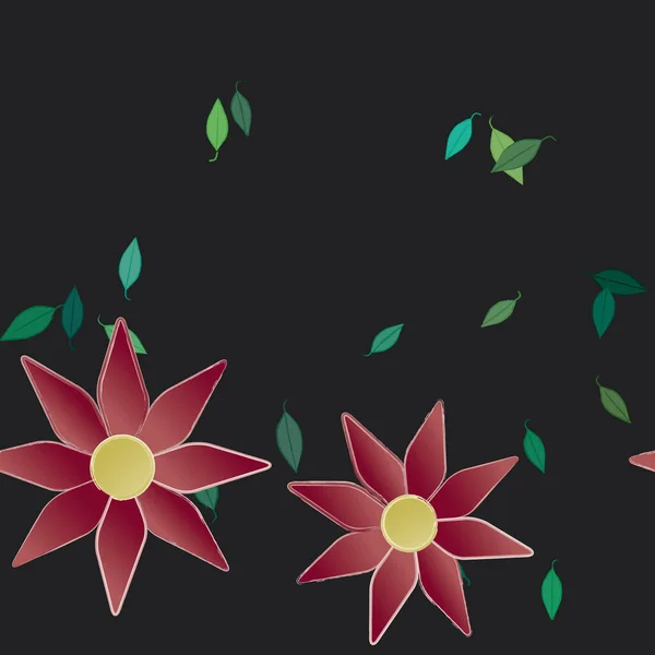 Composición Libre Con Flores Colores Simples Hojas Verdes Para Papel — Vector de stock