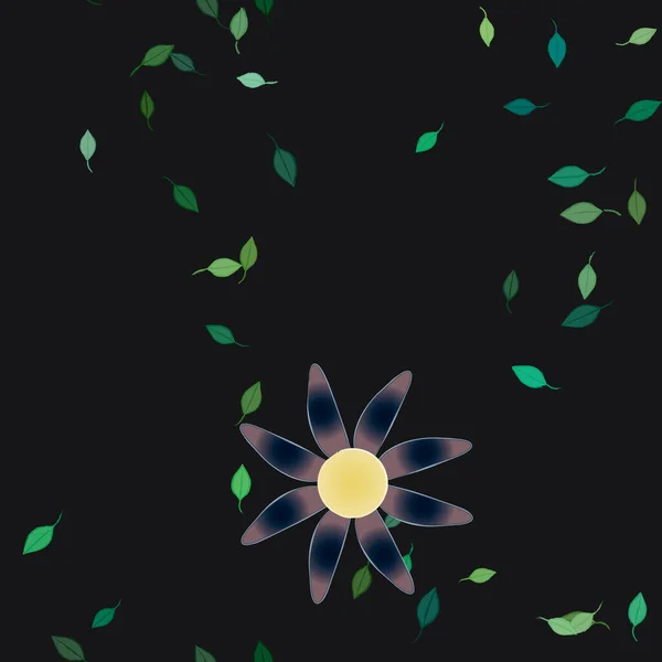 Composition Design Avec Fleurs Simples Feuilles Vertes Illustration Vectorielle — Image vectorielle