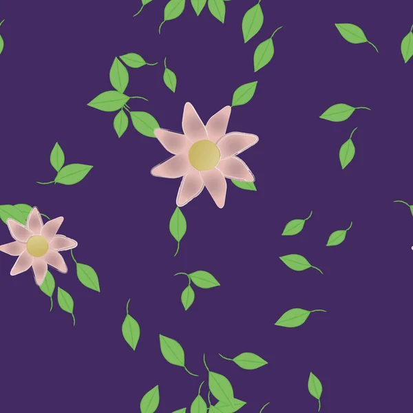 Fleurs Simples Avec Des Feuilles Vertes Composition Libre Illustration Vectorielle — Image vectorielle