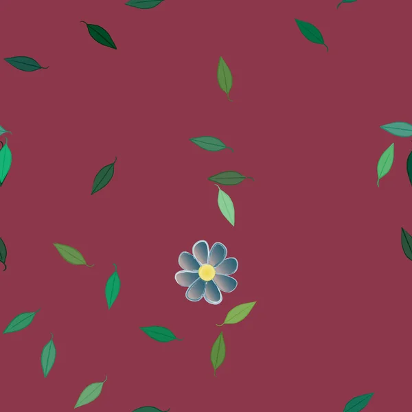 Fleurs Simples Avec Des Feuilles Vertes Composition Libre Illustration Vectorielle — Image vectorielle