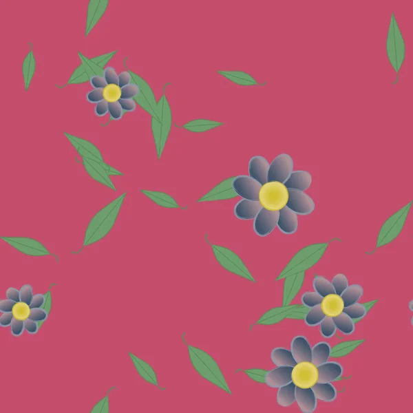 Flores Con Hojas Verdes Composición Libre Ilustración Vectorial — Archivo Imágenes Vectoriales